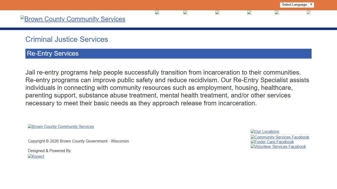 Brown County WI Health & Human Services Re-Entry Services